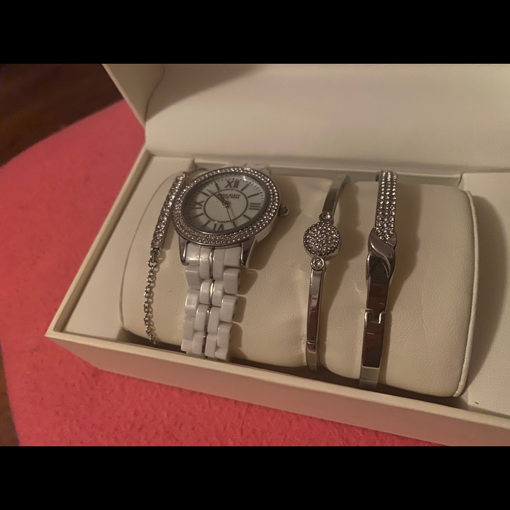 Anne Klein silver Bracelet and Watch set